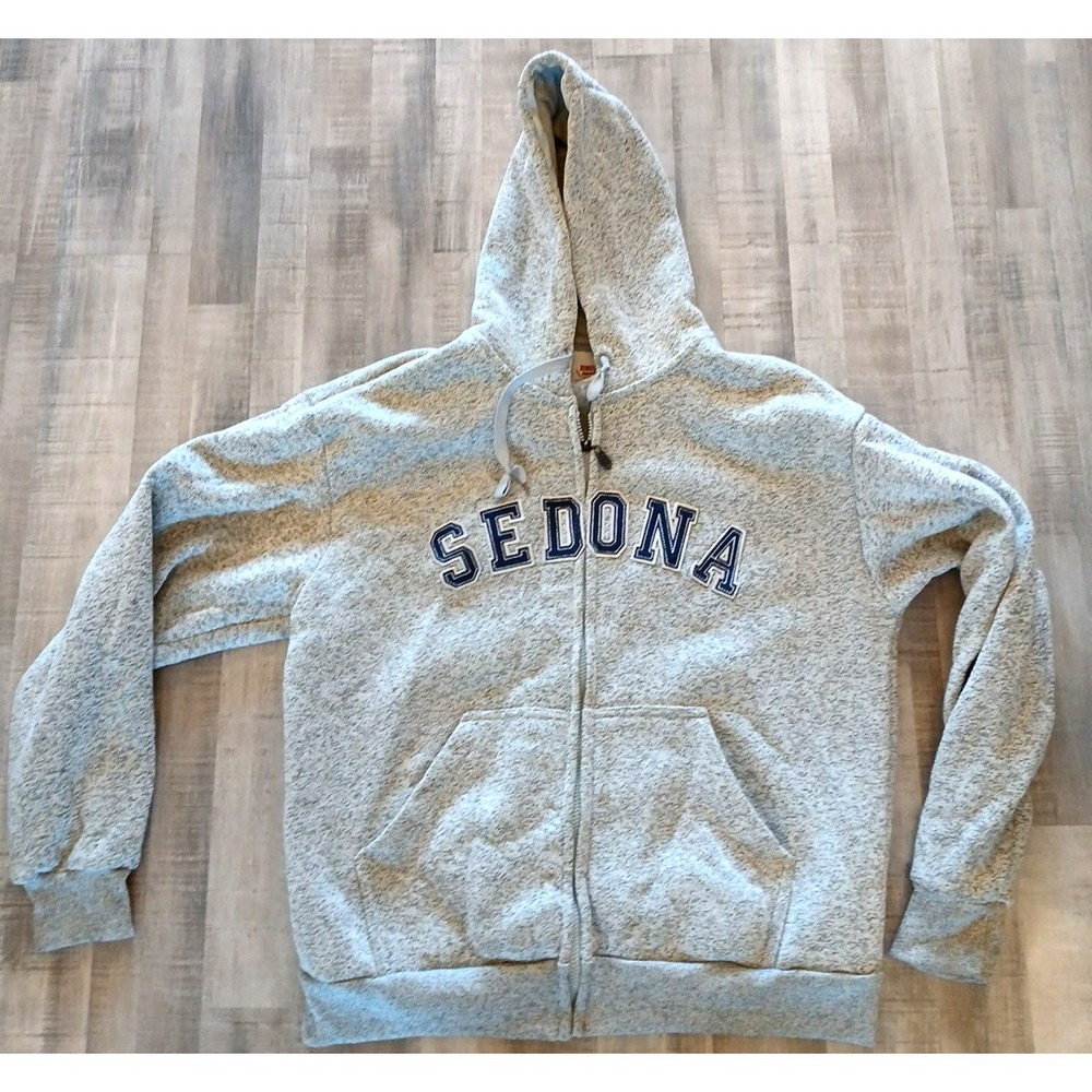 Sedona Arizona‎ Travel fleece Hoodie Large Gray Spreckle Dimco Apparel Zip